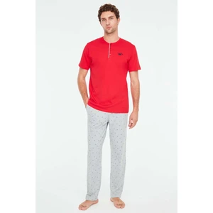 Mod Collection - Erkek Kırmızı Patlı Pijama Takımı