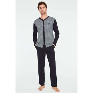 Mod Collection - Erkek Lacivert Battal Boydan Patlı Pijama Takımı