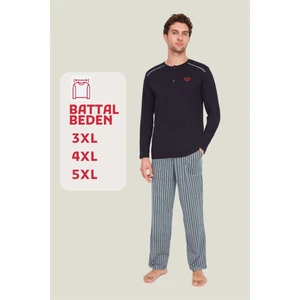 Mod Collection - Erkek Lacivert Battal Pijama Takımı