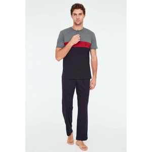 Mod Collection - Erkek Antrasit Melanj Patlı Pijama Takımı 3826