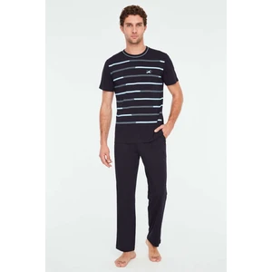 Mod Collection - Erkek Lacivert Yuvarlak Yaka Pijama Takımı 3825