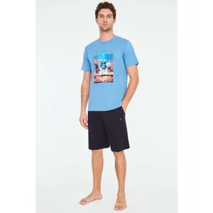 Mod Collection - Erkek Indigo T-Shirt Şort Takımı