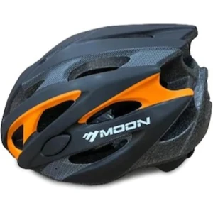 Moon Mv-29 Kask Işıklı - Mat Siyah Carbon Turuncu - L
