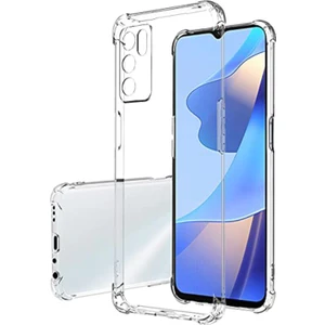 Oppo A16 Uyumlu Kapak Kamera Korumalı Şeffaf Airbag Antishock Köşe Korumalı Silikon Kılıf