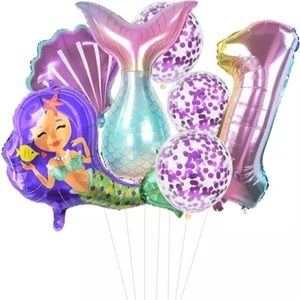 Best Parti Deniz Kızı Kuyruğu Deniz Kabuğu Rakam Balon Seti 1 Yaş