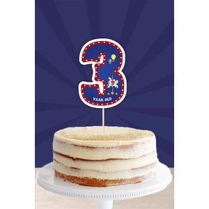 Neşeli Günlerim Lunapark Temalı 3 Yaşında (Üç) Pasta Süsü *kalın Kağıt