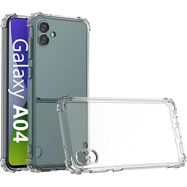 Caseworld Samsung Galaxy A04 Uyumlu Kapak Kamera Korumalı Şeffaf Airbag Antishock Köşe Korumalı