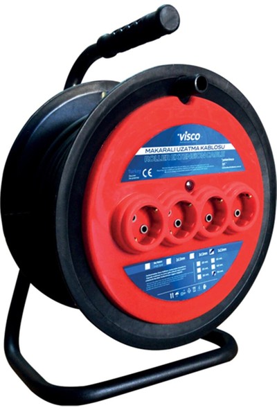 Visco Professional Tools Kırmızı Makaralı Uzatma Kablosu 3x2.5 40 Metre