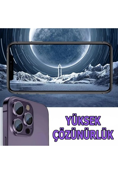 Arazon iPhone 14 Pro Max / 14 Pro Kamera Lens Koruyucu (3'lü Set)Gece Siyahı