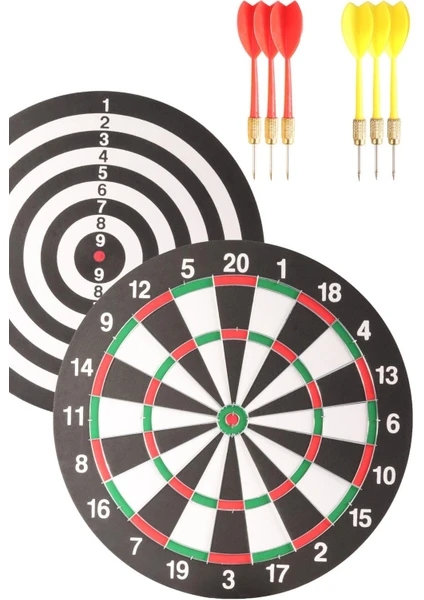 Dart Seti 43 cm (17 İnç) + 6 Dart Oku (6 Gr) Hedef Tahtası