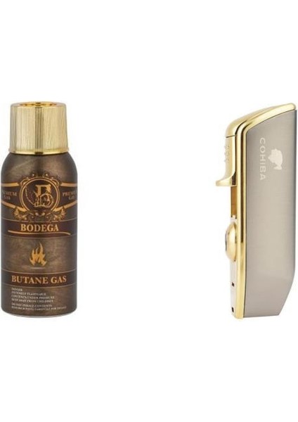 Gunmetal Üç Torch Çakmak ve Bodega Premium Gazlı Bütan Gaz 100 ml Seti