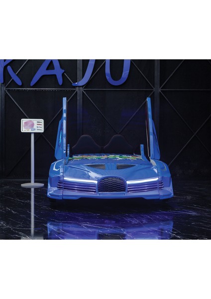 Mobilya Moon Aero Full Araba Yatak Karyola Mavi