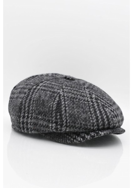 Erkek Ekose 8 Parça Yünlü Gri Kasket Şapka fiyatları