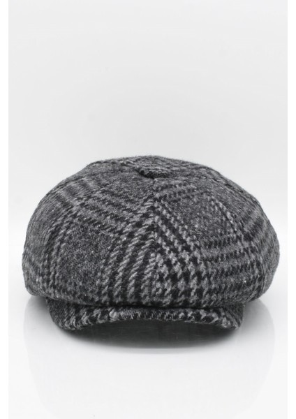 Erkek Ekose 8 Parça Yünlü Gri Kasket Şapka modelleri