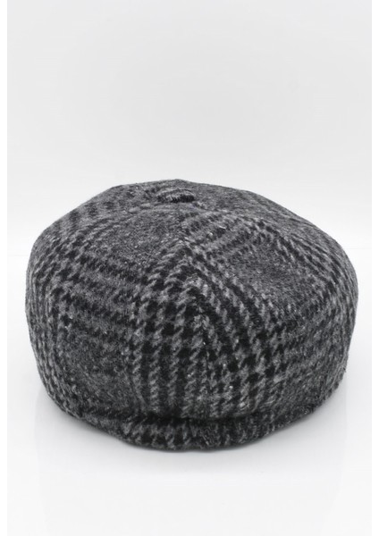Erkek Ekose 8 Parça Yünlü Gri Kasket Şapka fırsatları