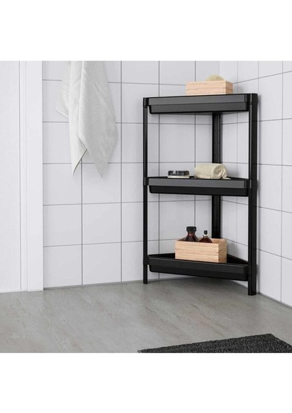 3 Katlı Üçgen Raf Ünitesi Çok Amaçlı Banyo ve Mutfak Düzenleyici Raf Organizeri
