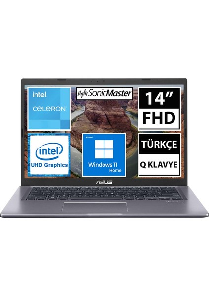 X415MA-EK385W04 N4020 8gb 256SSD 14" Fullhd W11H Taşınabilir Bilgisayar