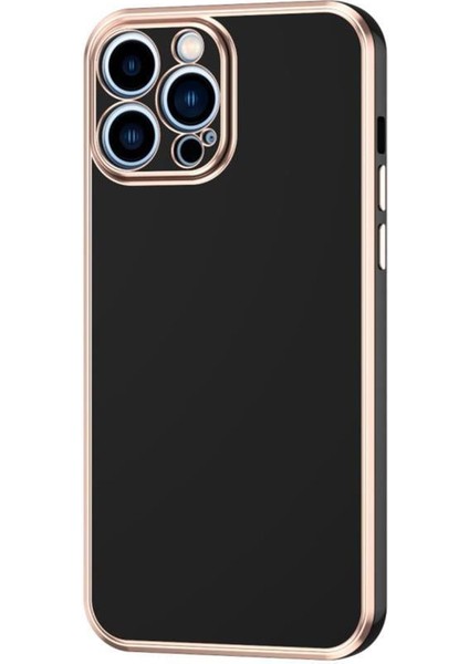 Apple iPhone 14 Pro Max Kılıf Kamera Korumalı Altın Kenar Tasarım Silikon