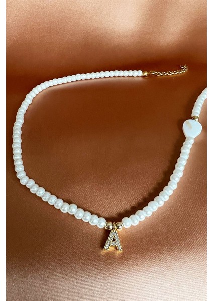 A Harfli Incili Tasarım Kolye