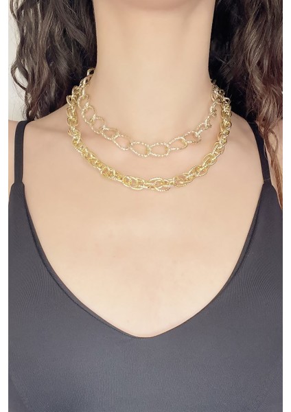 Ikili Gold Choker Kolye