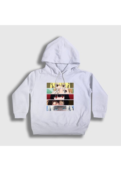 Unisex Çocuk Beyaz Girls Anime kakegurui Kapüşonlu Sweatshirt