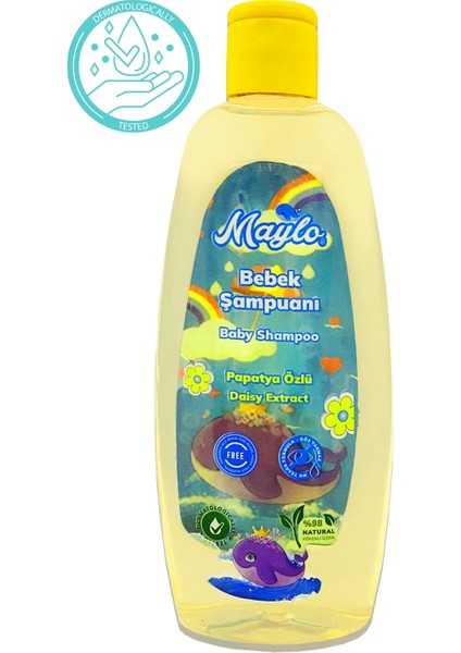 Papatya Özlü Bebek Şampuanı – %98 Bitkisel, Göz Yakmayan, SLS, Tuz, Paraben ve Alkol İçermez (500 ml)