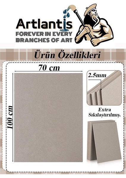 Mukavva Gri 2.5 mm 70X100 cm 10 Adet Sert Karton Ekstra Sıkıştırılmış 70*100 Mukavva Gri Renkli 10 Adet