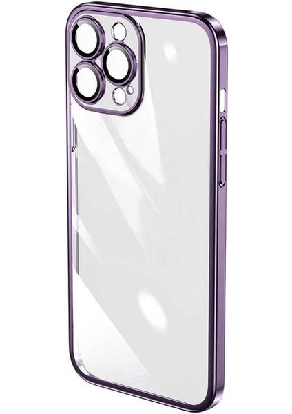 Iphone 13 Darbe Emici Şeffaf Kenarları Renkli Sert Lazer Lensli Kılıf