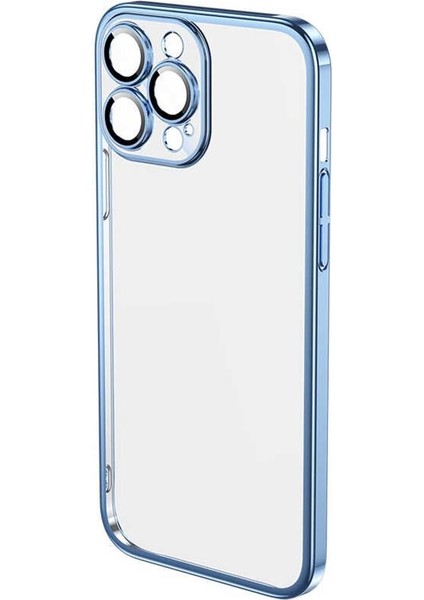 Iphone 14 Pro Darbe Emici Şeffaf Kenarları Renkli Sert Lazer Lensli Kılıf