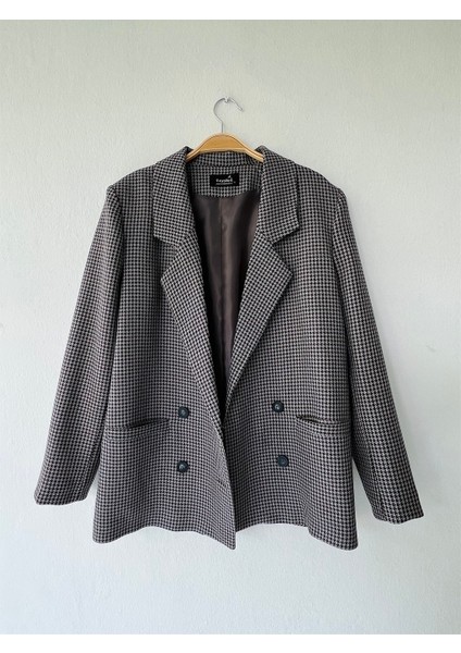 Dört Düğmeli Retro Model Blazer Ceket Kadın Karışık Renkli