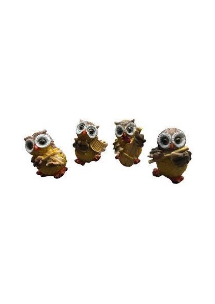 Müzisyen Baykuşlar Biblo 4lü Set