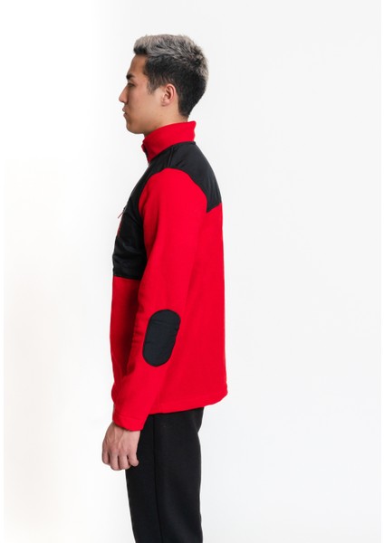 Half-Zip Fleece 01 - Red/black Erkek Yarım Fermuar Polar