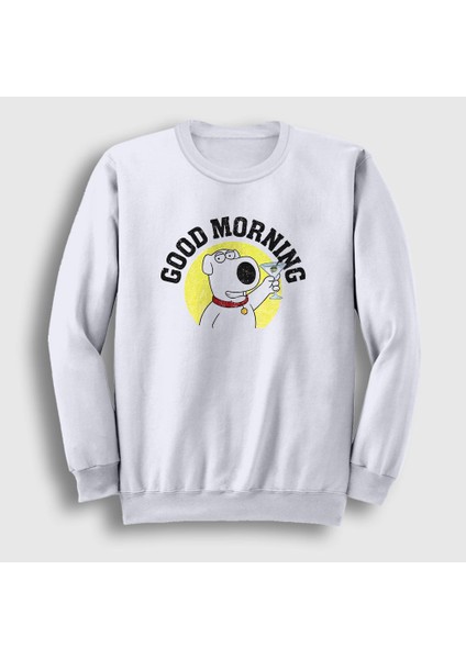 Unisex Beyaz Morning Brian Griffin Family Guy Sweatshirt