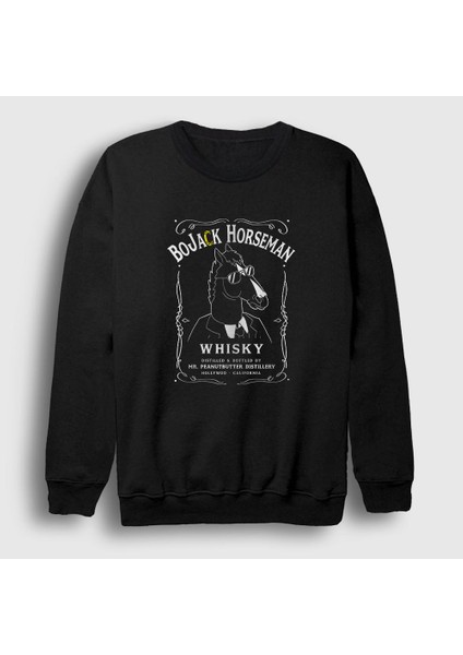 Unisex Siyah Whisky BoJack Horseman Sweatshirt