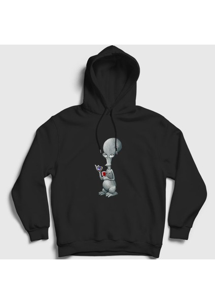 Unisex Siyah Alien Roger Smith Dizi American Dad Kapüşonlu Sweatshirt