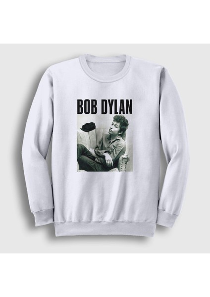 Unisex Beyaz Portrait Bob Dylan Sweatshirt