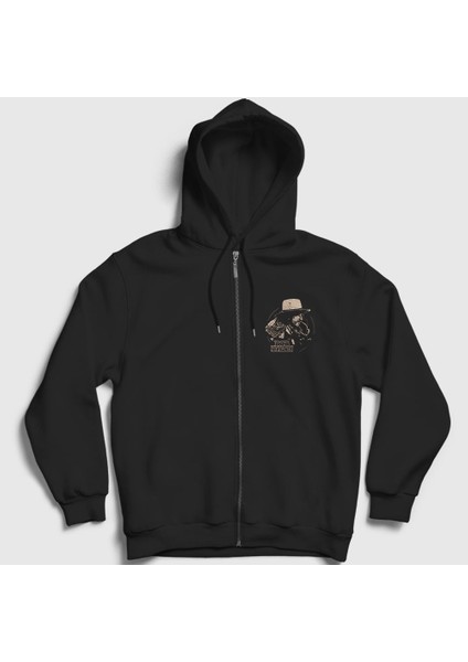 Unisex Siyah Desire Bob Dylan Fermuarlı Kapüşonlu Sweatshirt