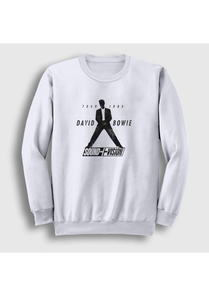Unisex Beyaz Sound Vision David Bowie Sweatshirt