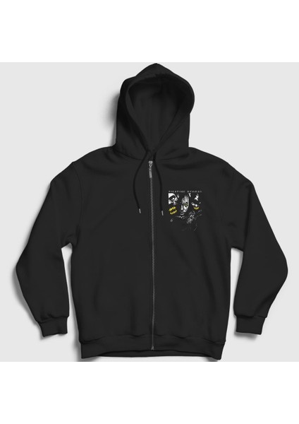 Unisex Siyah Fighting Demons Juice Wrld Fermuarlı Kapüşonlu Sweatshirt