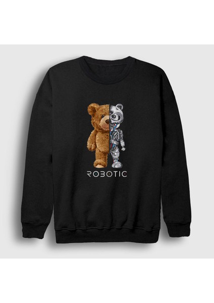 Unisex Siyah Robot Ayı Teddy Bear Sweatshirt