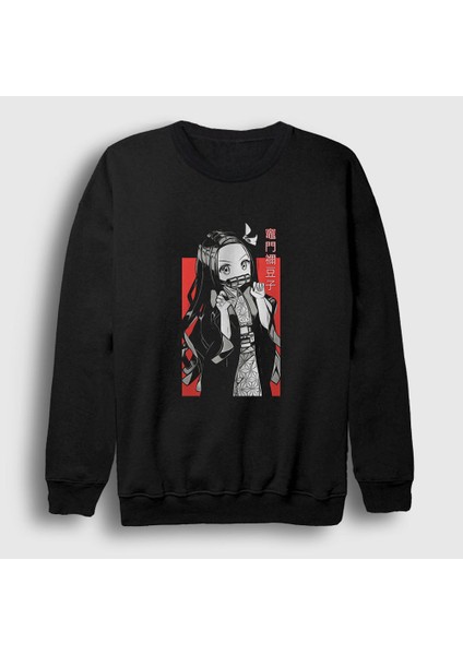 Unisex Siyah Nezuko Kamado V3 Anime Demon Slayer Kimetsu No Yaiba Sweatshirt