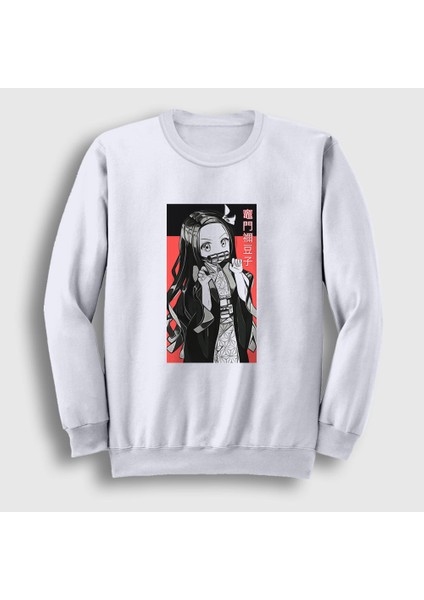 Unisex Beyaz Nezuko Kamado V3 Anime Demon Slayer Kimetsu No Yaiba Sweatshirt