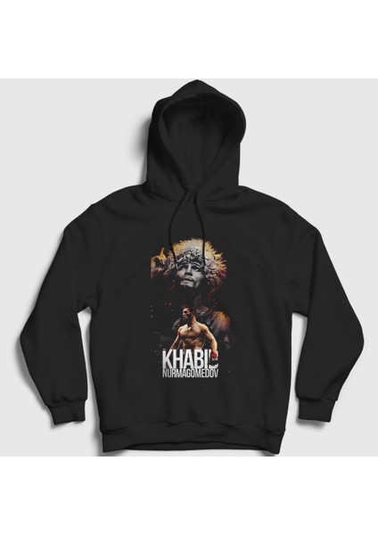 Unisex Siyah Champion Ufc Khabib Nurmagomedov Kapüşonlu Sweatshirt