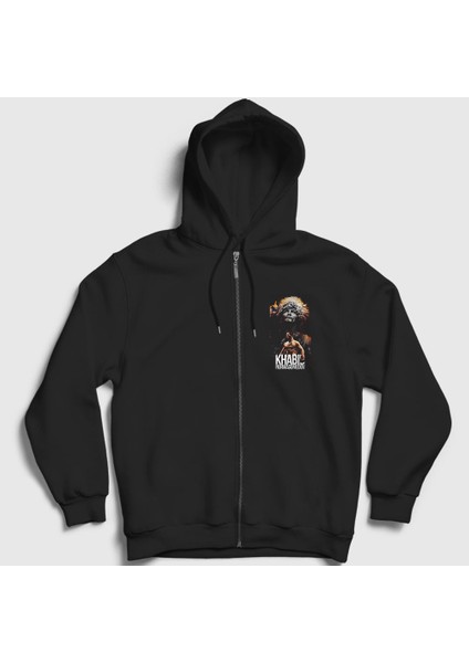 Unisex Siyah Champion Ufc Khabib Nurmagomedov Fermuarlı Kapüşonlu Sweatshirt