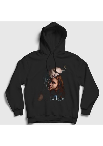 Unisex Siyah Edward Bella Twilight Kapüşonlu Sweatshirt