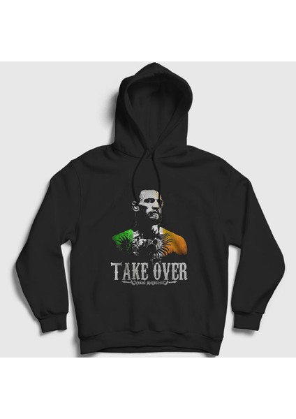 Unisex Siyah Take Over Ufc Conor Mcgregor Kapüşonlu Sweatshirt