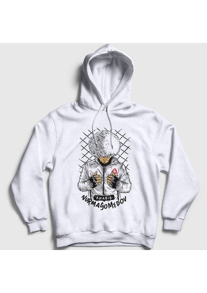 Unisex Beyaz Pray Ufc Khabib Nurmagomedov Kapüşonlu Sweatshirt