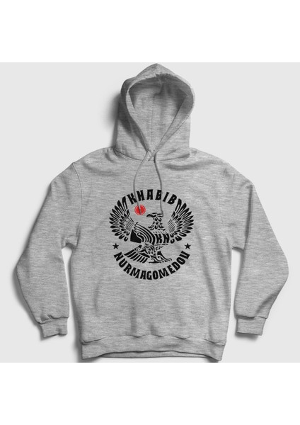 Unisex Gri Eagle V3 Ufc Khabib Nurmagomedov Kapüşonlu Sweatshirt