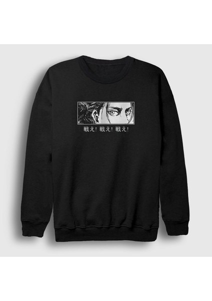Unisex Siyah Eren Yeager Flowers Anime Attack On Titan Sweatshirt