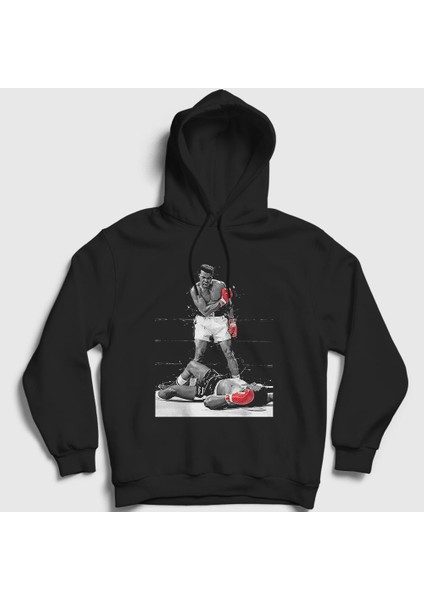 Unisex Siyah Ring Boxing Boks Muhammed Ali Kapüşonlu Sweatshirt